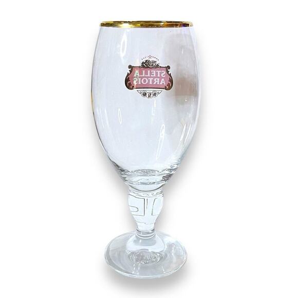 Stella Artois Beer Drinking Chalice Glass Gold Rim 50 CL Pub Goblet Stemmed - Picture 3 of 9